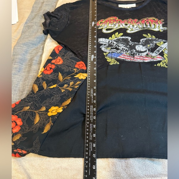 The Morgan Factory Upcycled Aerosmith Tunic Top Boho Patchwork Made in USA Med - Picture 7 of 7